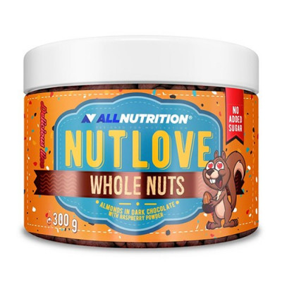 AllNutrition Nutlove Whole Nuts 300g Almonds in Dark Chocolate with Raspberry Powder (Parim enne: 07.2022)
