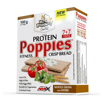 AMIX Poppies Crisp Bread Protein 100g Whole Grain with Herbs