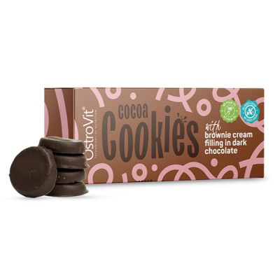 OstroVit Cocoa Cookies with Brownie Cream Filling in Dark Chocolate 128g (Parim enne: 03.2024)