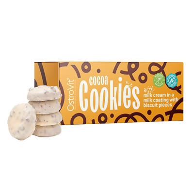 OstroVit Cocoa Cookies with milk cream in milk glaze with pieces of biscuits 128g