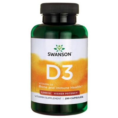 Swanson Vitamin D3 2000IU 250caps (Parim enne: 03.2023)
