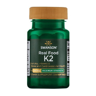 Swanson Real Food Vitamin K2 200mcg 30 softgels (Parim enne: 03.2024)