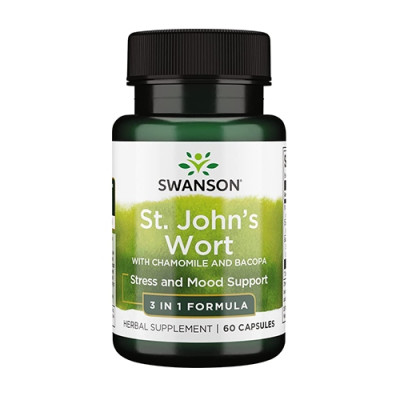 Swanson St. John's Wort with Chamomile and Bacopa 3 in 1 Formula 60caps (Parim enne: 11.2024)