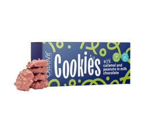 OstroVit Cookies with caramel and peanuts in milk chocolate 100g (Parim enne: 06.2024)