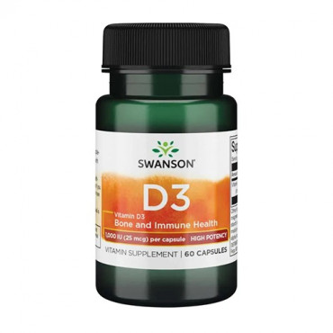 Swanson Vitamin D3 1000IU 60caps (Parim enne: 07.2024)