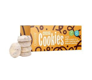 OstroVit Cocoa Cookies with milk cream in milk glaze with pieces of biscuits 128g (Parim enne: 06.2024)